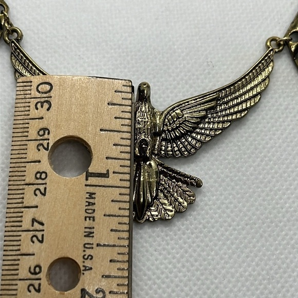 Womens Necklace Brass Tone Necklace Steampunk Eagle Patriotic American Statement - Picture 9 of 10